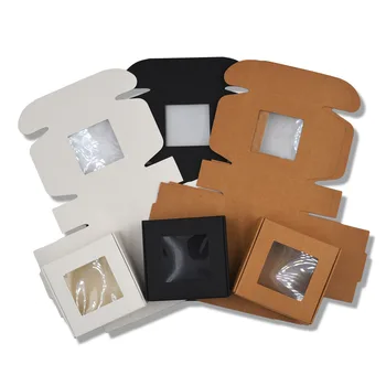 

Blank Kraft Paper Box with Window Handmade Soap Box Jewelry Cookies Gift Candy Box Wedding Party Decoration display box
