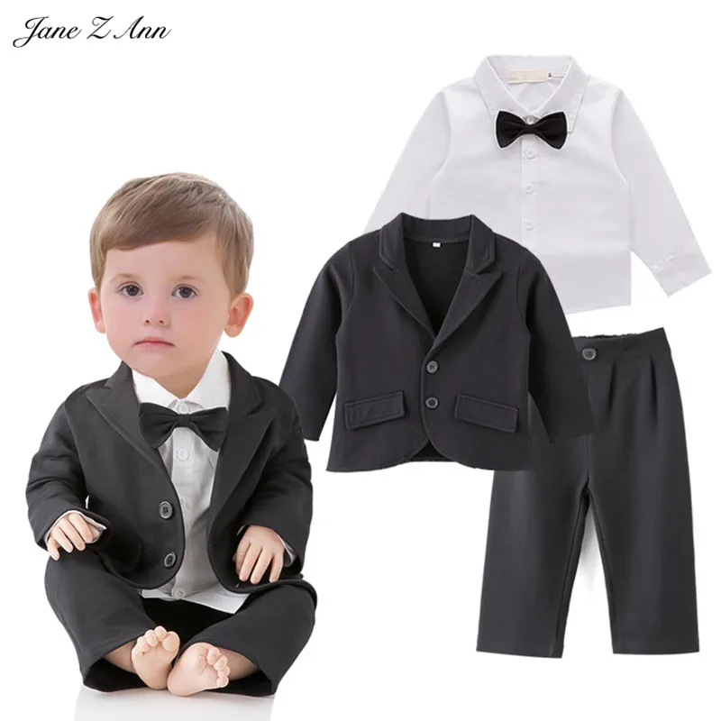 Jane Z Ann Wedding set toddler boy black jacket+pants+ shirt boys gentleman bow tie outfits infant formal suits party clothes Jane Z Ann Wedding set toddler boy black jacket+pants+ shirt boys gentleman bow tie outfits infant formal suits party clothes