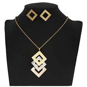 Модный комплект ювелирных изделий из нержавеющей стали с милым узором золотого цвета, хорошее качество, комплект из ожерелья и сережек для женщин - Окраска металла: style 2