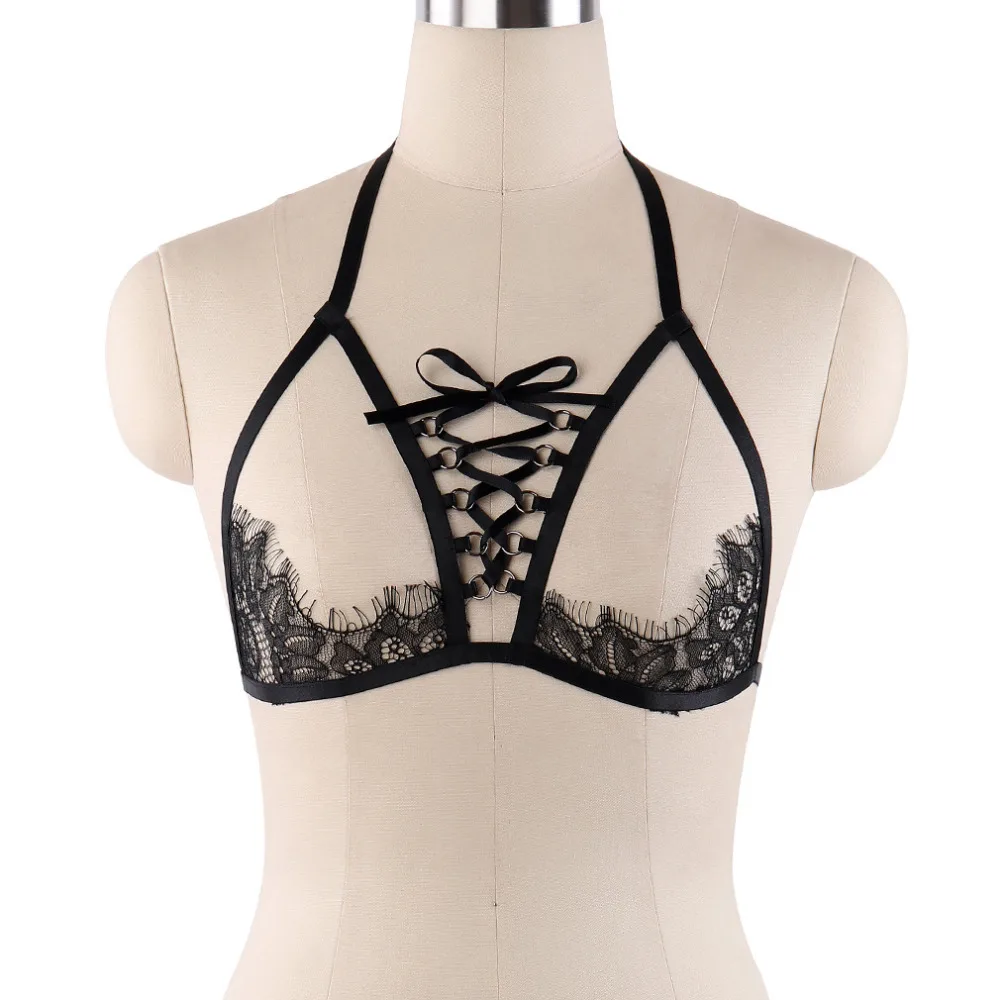 

Women Gothic Handmade Lace harness Bondage Harness Fetish body cage Rave Bra Harajuku Body Harness Sexy Lingerie Cage Bra