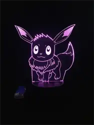 Покемон игра Eevee 3D лампа Kawaii детская игрушка мультфильм фигурка USB светодиодный ночник Иллюзия освещение Рождественский подарок стол