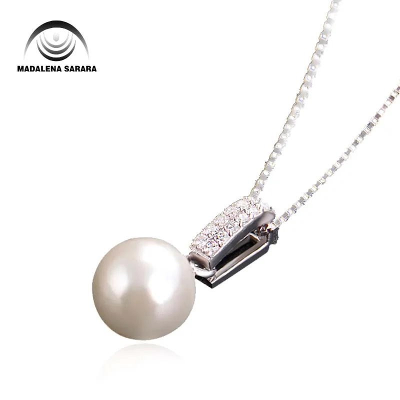 

MADALENA SARARA 925 Sterling Silver and 8-9mm AAA Freshwater Pearl Pendant Necklace Natural White