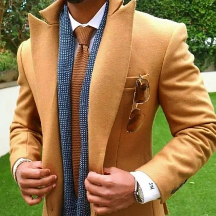 Коричневый твидовый пиджак Мужской приталенный Мужской Блейзер новейший дизайн классический умный деловой Свадебный Мужской костюм