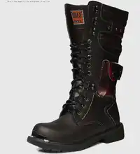 Top Brand Designer Men Lace Up Outdoor Combat Boot Fashion Mens Winter Ankle Hiking Boots Male Full Grain Leather Shoes H4772