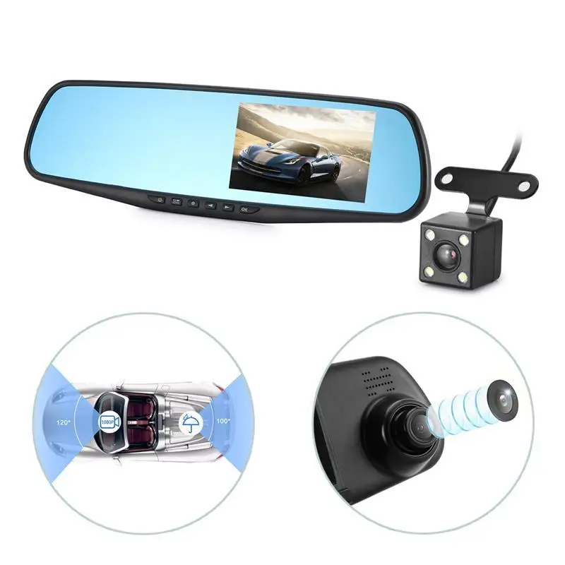 Car DVR 1080P Dual Lens Dash Camera Rear Mirror Digital Recorder With Rearview Camera Video Recorder Camcorder Registrar