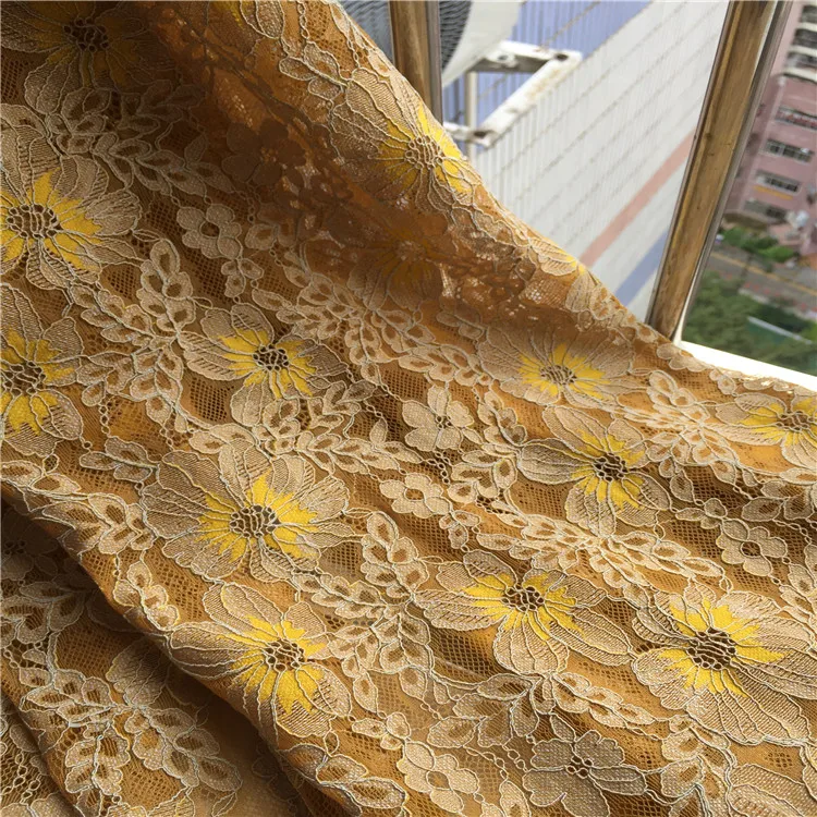 

LASUI 1.5m *1.5m=1piece NEW high quality 3 color cord eyelash lace fabric French lace for diy Weeding Dress Accessories C0187