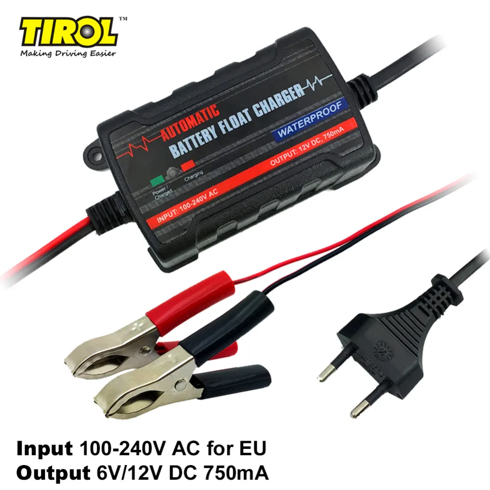 

TIROL 6V 12V Automatic Battery Charger Car Maintainer Lead Maintainer for motorcycle Truck SUV EU Plug Free Shipping
