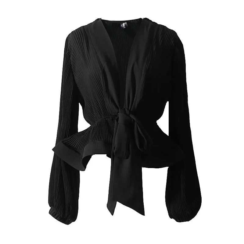 Ropa Con Primavera Sexy De Soplo Negro Cuello Profundo C112 2019 blanco Gasa Blusa Mujer Señoras Blanca Camisa En Blusas Y Manga Mujeres Tops V 0rHExdEvwq