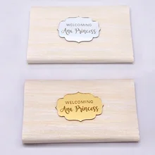 100 штук 3 см акриловое Имя Зеркало Babyshowers Добро пожаловать новорожденный гость пригласительная открытка наклейка индивидуальный тег сделай сам