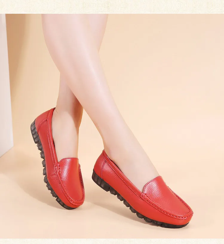 AH 201-2019 Genuine Leather Women Shoes Walking Woman Flats -9