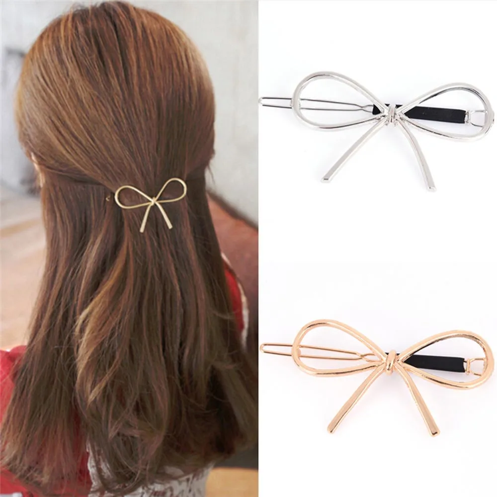 New Vintage Hairpins Korean Women Metal Bow Knot Hair Clips Barrettes ...