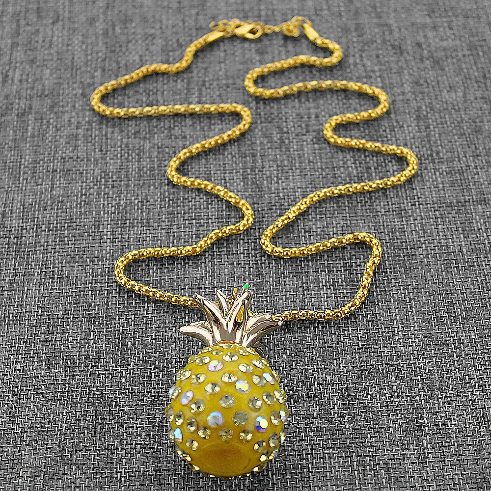 XQ с бесплатной доставкой Модные ювелирные изделия Модные желтые ананас леди вечерние ожерелье кулон ожерелье