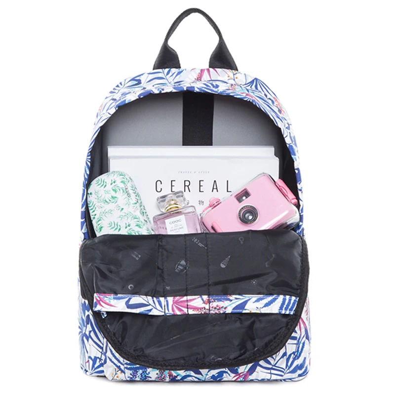 Student Canvas Backpack Breathable Double Shoulder Rucksack Women Daypack Travel Light Weight College Bag Leaf Printed Bagpack