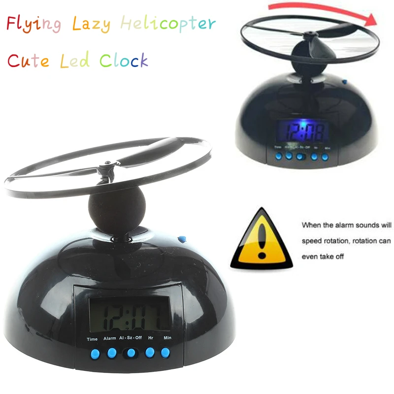 

Creative Toy with Kids Clock Back light Alarm Clock Gift Flying Lazy Helicopter Cute Digital Alarm Clock Led Clock