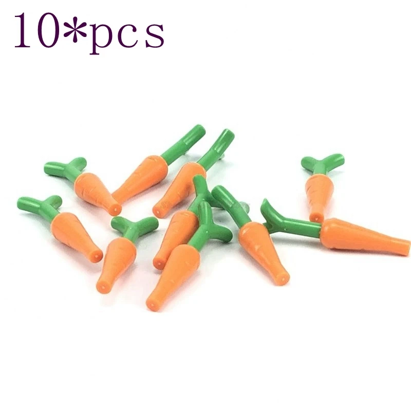

10PCS Legoing Moc Accessories Carrot Model Kids Toys Baby Little White Rabbit Food Educational toy Legoings Series Kids Toys