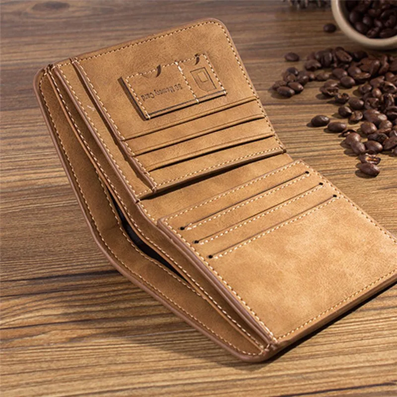 

High Quality Men Wallets Vintage PU Leather Short Mini Women Purse Korean Luxury Famous Men's Three Folds Wallet Christmas Gift