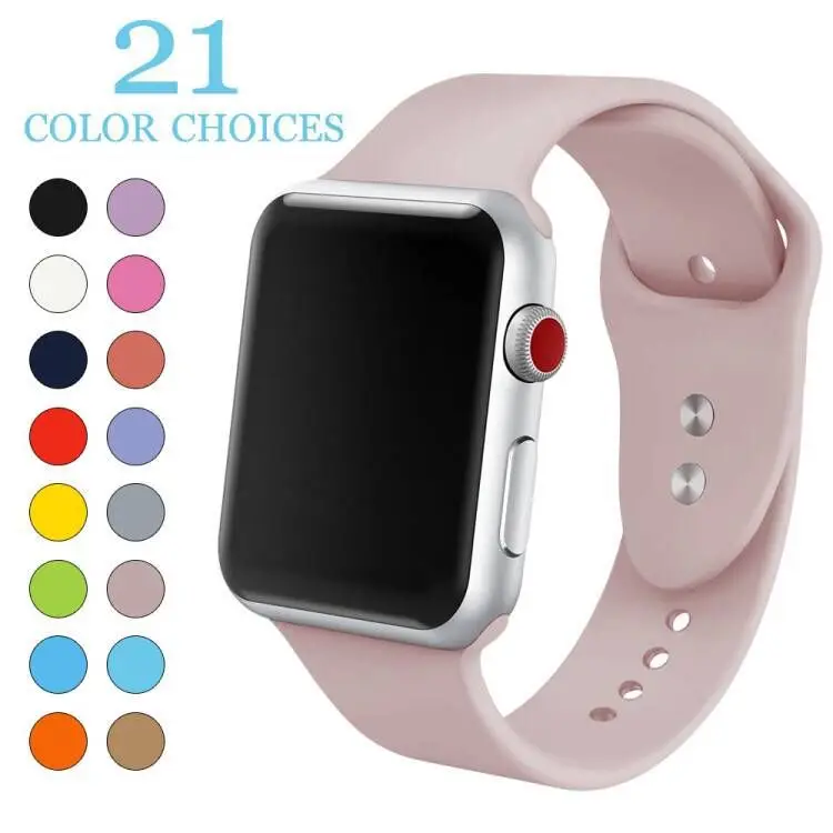 Силиконовый ремешок для apple watch 1/2/3/4 спортивные каучуковый 42 мм 40 38 версия браслет