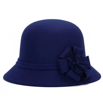 [SUOGRY] винтажная Стильная осенне-зимняя фетровая шляпа для женщин с цветами, верхняя шляпа для девушек, флоппи картола, Женская фетровая Кепка-котелок - Цвет: 5