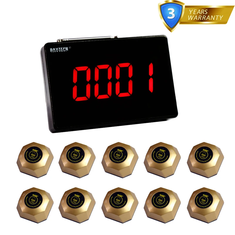 

DAYTECH Restaurant Pager Wireless Calling system Pagering Panel Display Guest Waiter Pager Emergency Calling System 10 Buttons