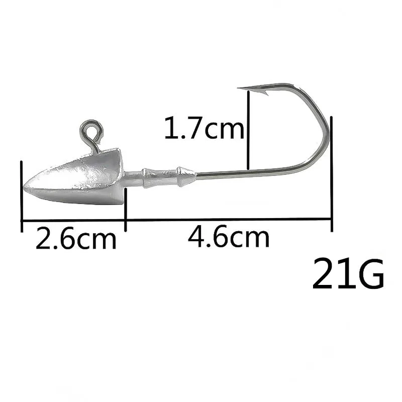 OUTKIT 5 шт./лот, крючки для свинцовых головок, 3,5 г, 5 г, 7 г, 10 г, 14 г, 21 г, крючки для джига, приманки, острые разноцветные мягкие рыболовные снасти, крючки - Цвет: 21g