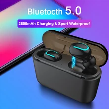 TWS True Wireless Earbuds Bluetooth 5.0 Earphones Hifi Stereo In-ear Headset Waterproof Sport Earphone with 2600mAh Charger Box samload bluetooth earphone eb10 tws true wireless earbuds bluetooth 4 0 stereo earphones with charger box portable