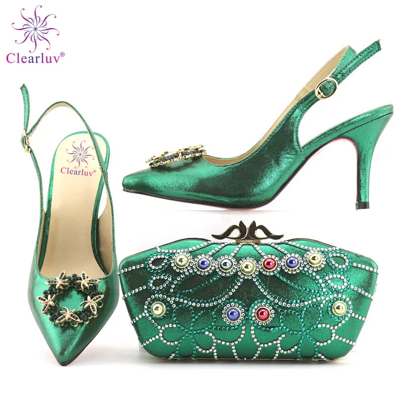 Italian Ladies Shoes and Bags To Match Set Matching Bag Womens green