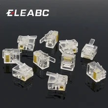 6p6c 6 pinos conectores rj11, conector modular de tomada, conector rj11 com 6 pinos, 10 peças