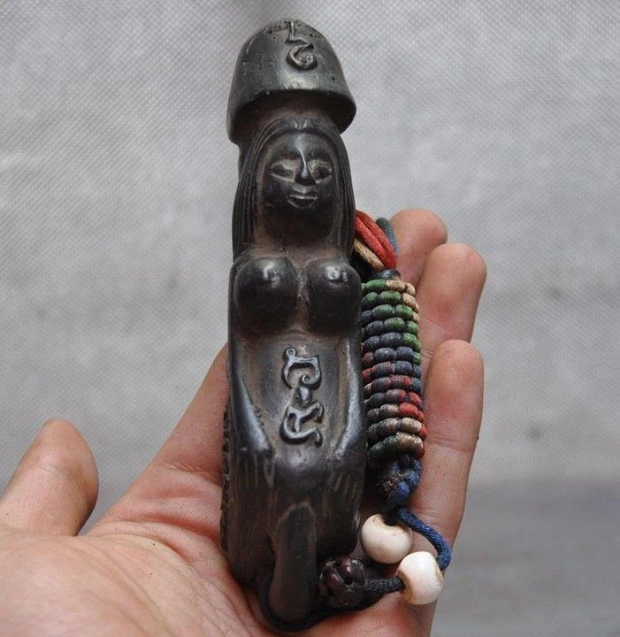 

Rare Tibet Buddhism temple bronze woman art Male genitals Giant God Statue