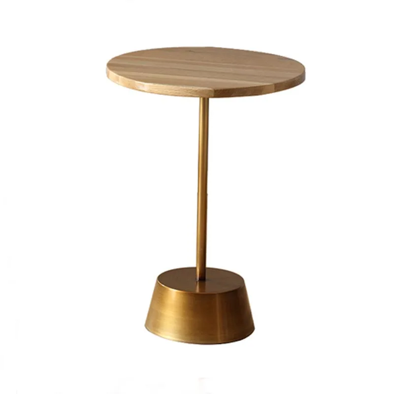 Круглый Деревянный приставной стол из дуба, гостиная, металлическая основа, деревянный верх из дуба, журнальный столик - Цвет: Size One 57CM high