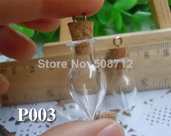 

20pcs 11x28mm Mini water drop Glass Bottles Jar for necklace pendants, have a eye screw Tiny Empty Small Bottle