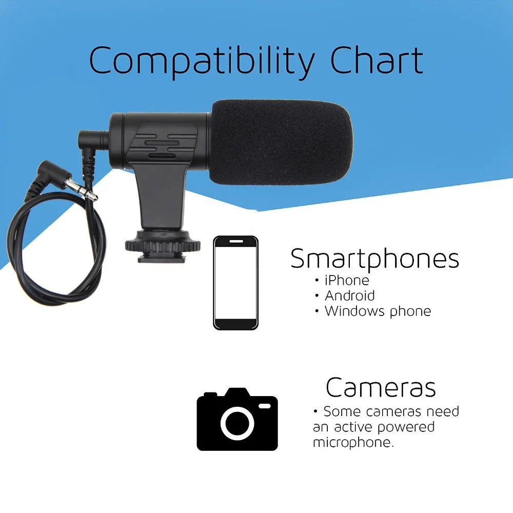 Mini Microphone Video Recording Mic 3.5mm for Camera DSLR and Smartphones 