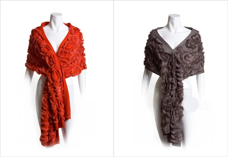 Меховая шаль с меховой отделкой, Женский натуральный мех норки и чистый кашемир, серый, красный, Осень-зима, теплый элегантный шарф F1218