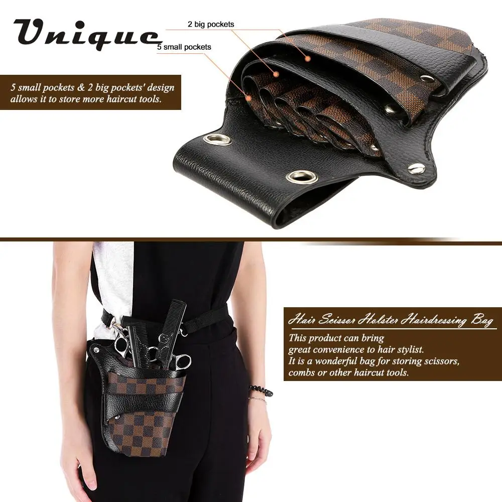 PU Leather Hair Scissor Holster Hairdressing Bag Pouch