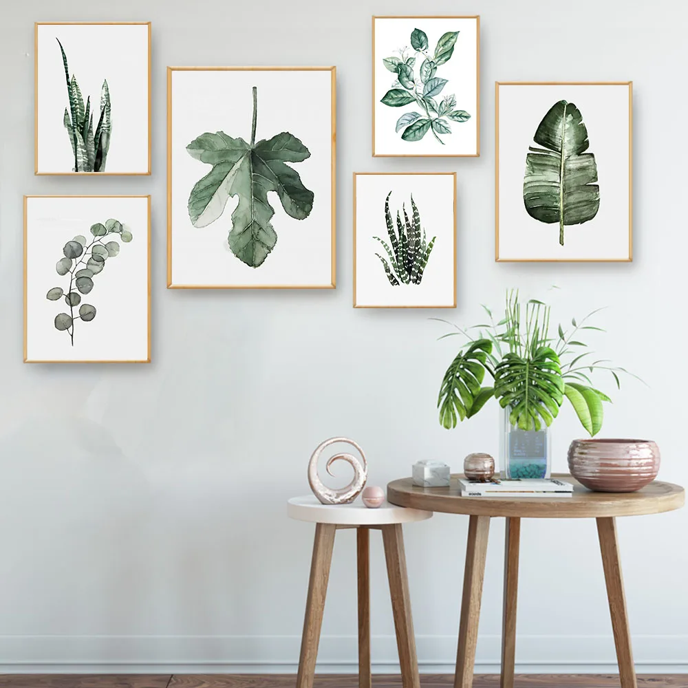 Watercolor Plants Leaves Vintage Poster Canvas Art Prints ...