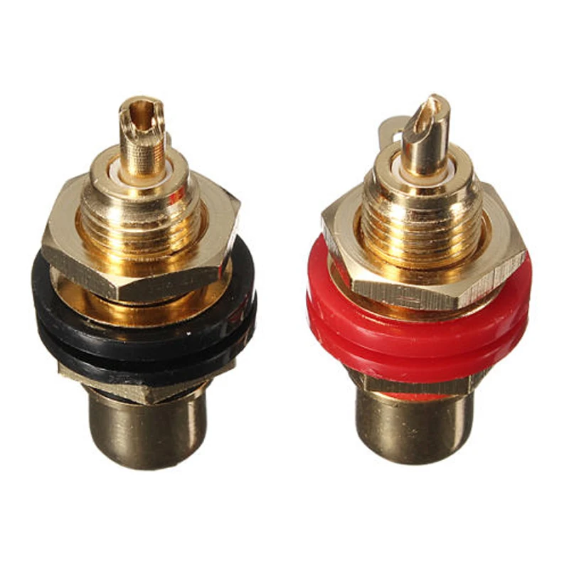 1Pair/2pcs Newest Gold Plated RCA Female Socket Connector Chassis Panel Mount Adapter Audio Terminal Plug