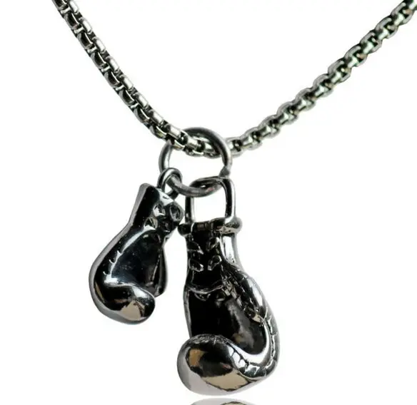 Boxing Gloves Pendant Necklace Stainless Steel Men Jewelry MMA Fitness