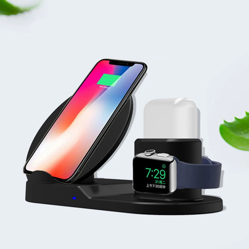 3 в 1 Беспроводное Зарядное устройство Док-станция для Apple Watch Series 1 2 3 4 Airpods Быстрое беспроводное зарядное устройство Держатель для iphone XR XS Max 8