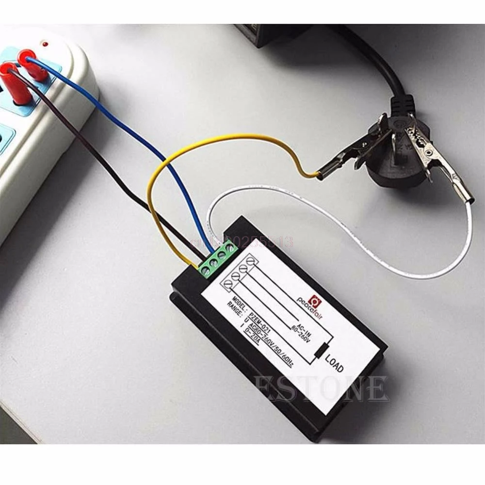 ЖК-дисплей цифровой вольт ватт Мощность счетчик; Амперметр; вольтметр переменного тока 80-260 V 20A