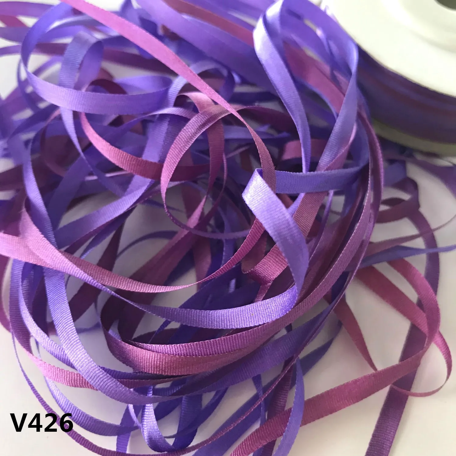 4mm silk ribbon variegated color 100% real pure silk thin taffeta soft ribbons for embroidery ribbon decoration ribbon supplies sewing ribbon