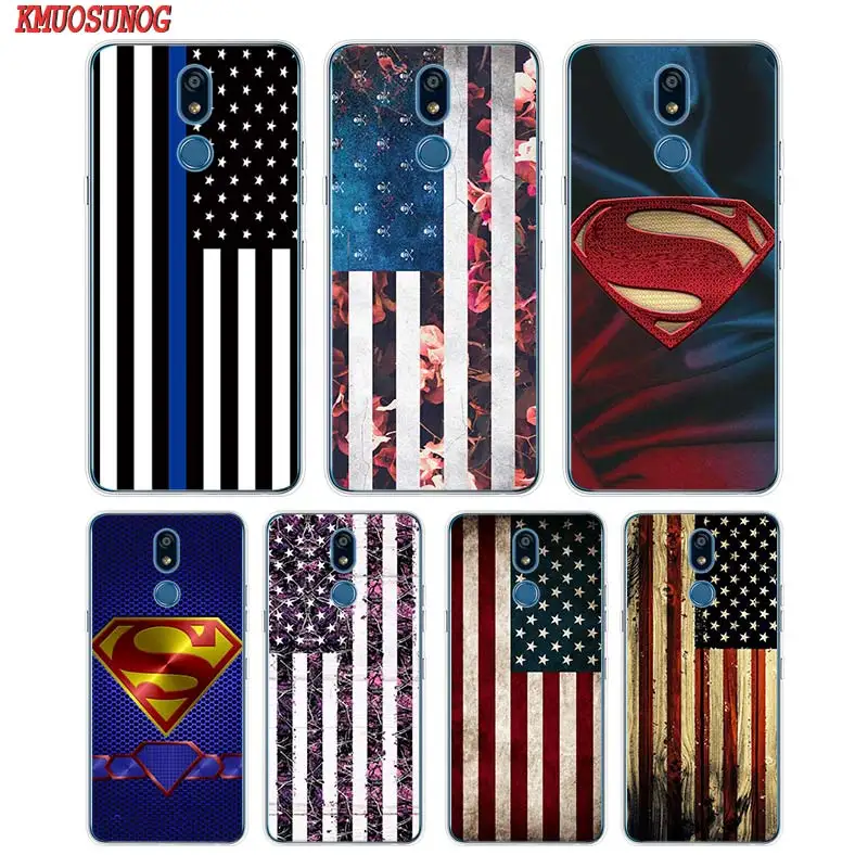 

Silicone Soft Phone Case American Flag Superman Shield for LG K50 K40 Q8 Q7 Q6 V50 V40 V35 V30 V20 G8 G7 G6 G5 ThinQ Mini Cover