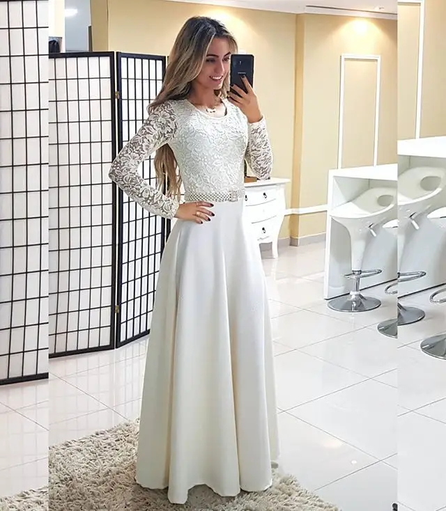 

ZTVitality New Casual Solid White Lace O-Neck Long Dress 2018 Vestidos Summer Women Dresses Fashion Maxi Dress Party Dress