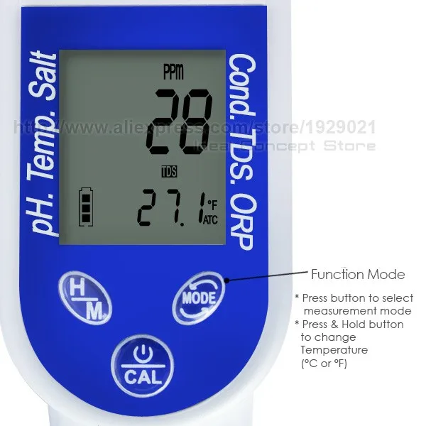 Цифровой тестер pH EC TDS метр солености Температура качества воды 6 в 1 метр