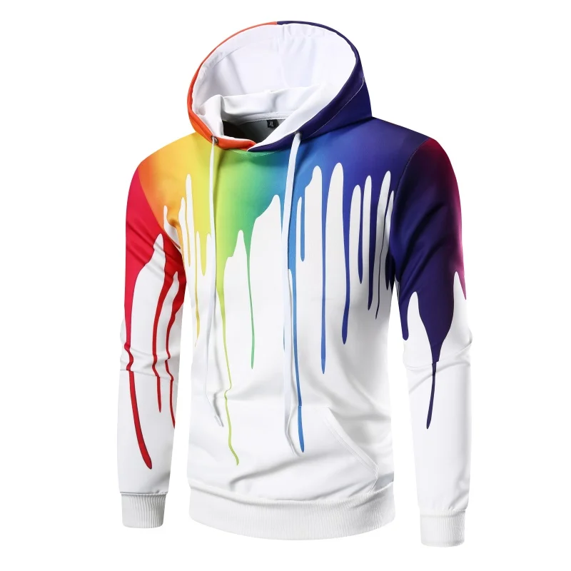 

2018 Men's casual hoodies &sweatshirt brand men winter autumn new fashion 3D irregular ink printing Hoodies coat M-3XL size