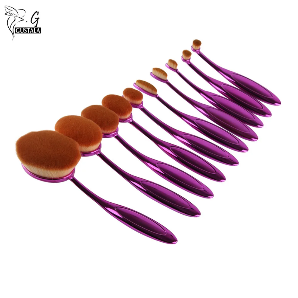 

10 pcs Toothbrush Oval Shaped Makeup Brush Set Blusher Foundation Eyeshadow Powder Brushes Oval Contour Brushes Cosmetic Tools