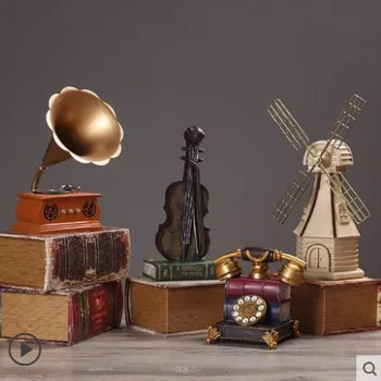 

Continental Nostalgic retro Ornaments phonograph American Creative home Living room cafe restaurant wine cabinet decorations
