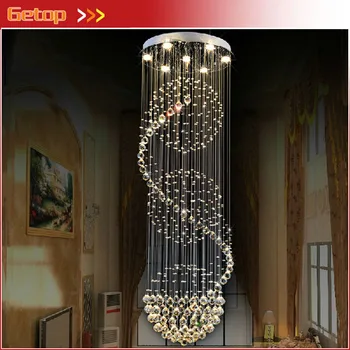 

Modern K9 Crystal Chandelier Ball Design Large lustres de Crystal Lights Spiral Design Lamp for Living room large stair lighting