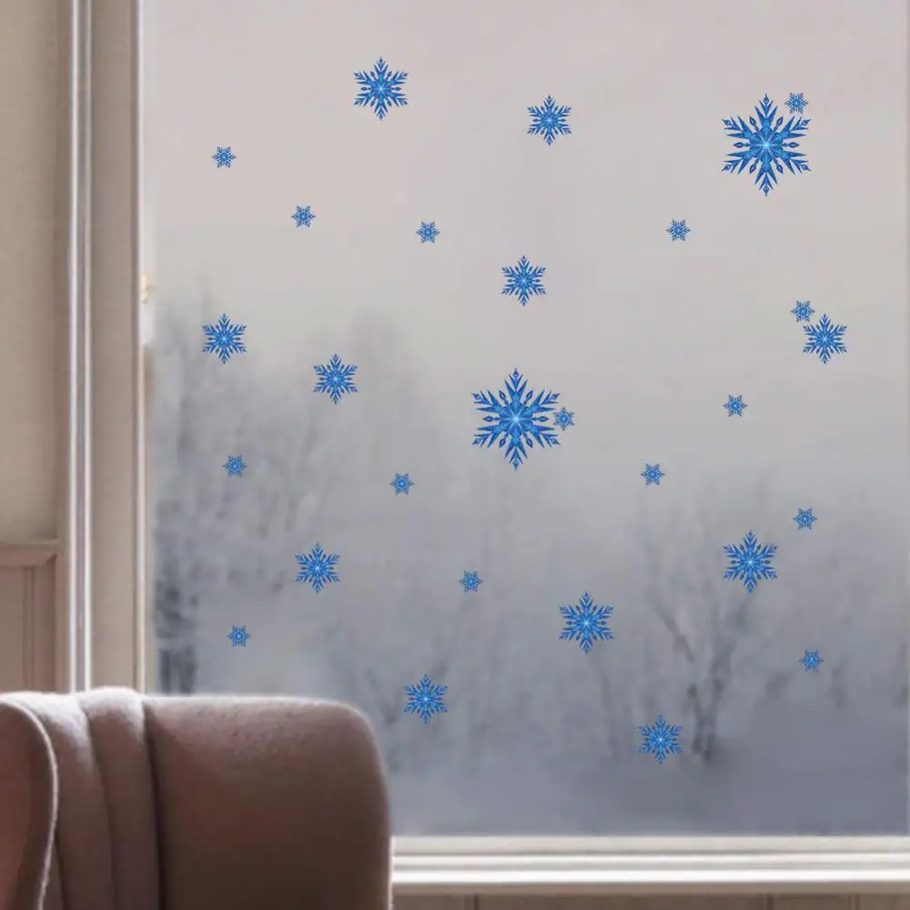 

Christmas Window Sticker blue snowflake Glass Sticker Xmas Christmas Decorations for Home Natal New Year Gift 2020 Noel ZY1442