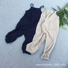 Комбинезоны для маленьких мальчиков и девочек; модные детские льняные комбинезоны в Корейском стиле