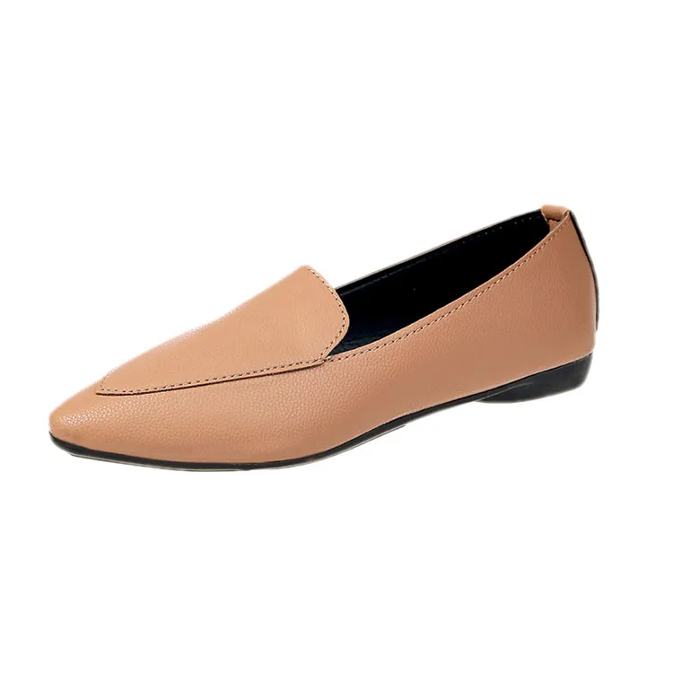 COOTELILI/Женская обувь на плоской подошве кожаные лоферы модная обувь чёрный; коричневый без шнуровки острый носок женская обувь