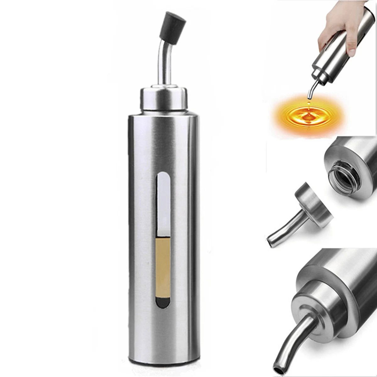 

200ML Kitchen Oil Bottle Stainless Steel Proof Kitchen Supplies Bottle Stainless Steel Oil & Vinegar Spray Dispenser Jar